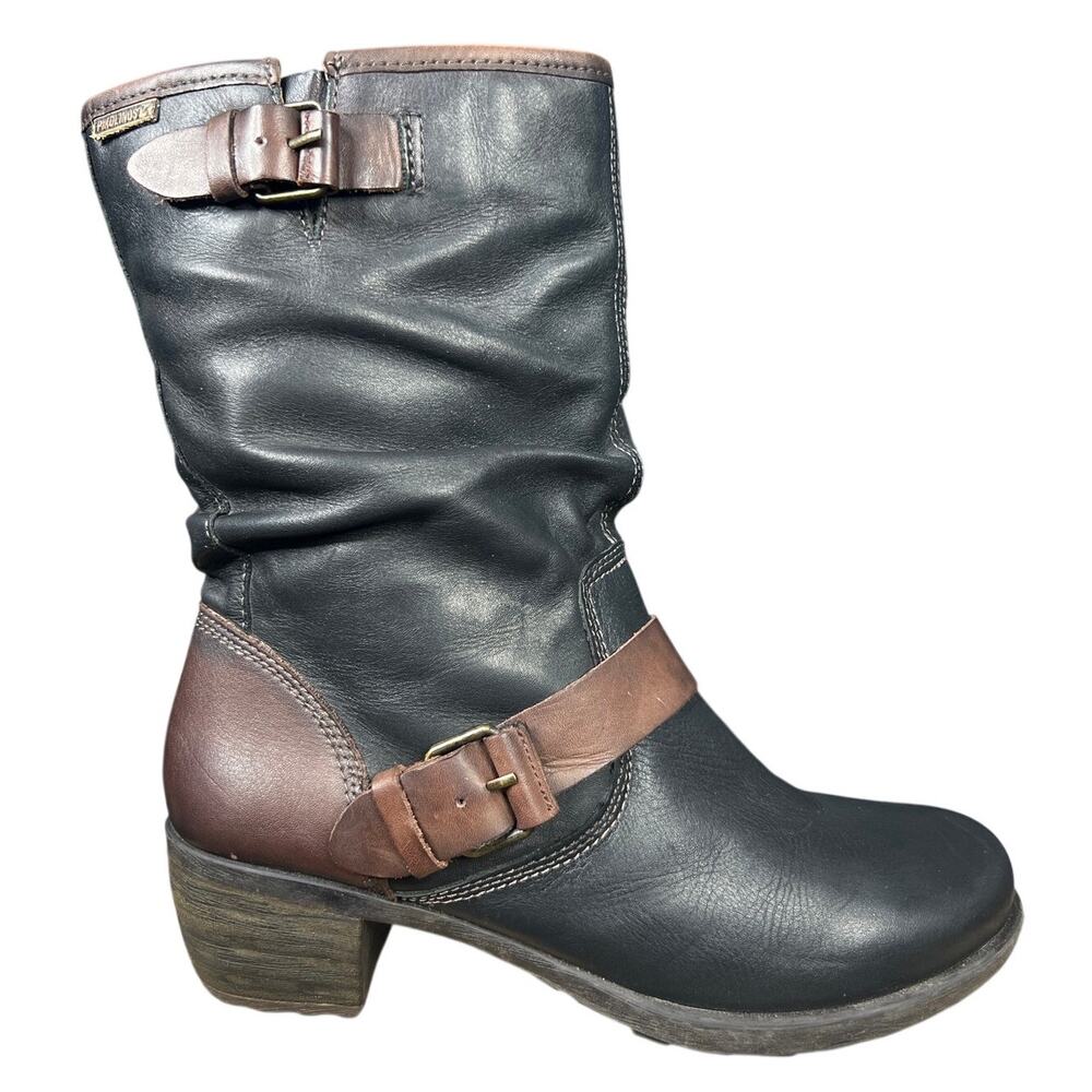 Pikolinos Women’s Le Mans Black Leather Moto Ankle Boot Size 39 US 8.5/9